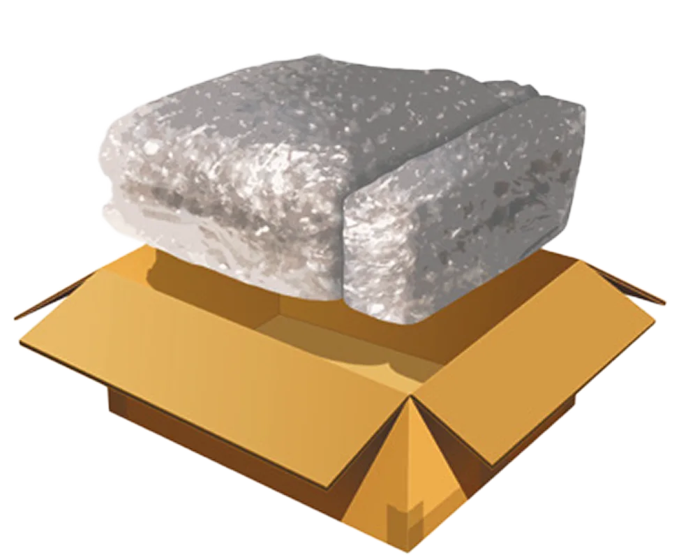 Item wrapped in bubble wrap inside an open box