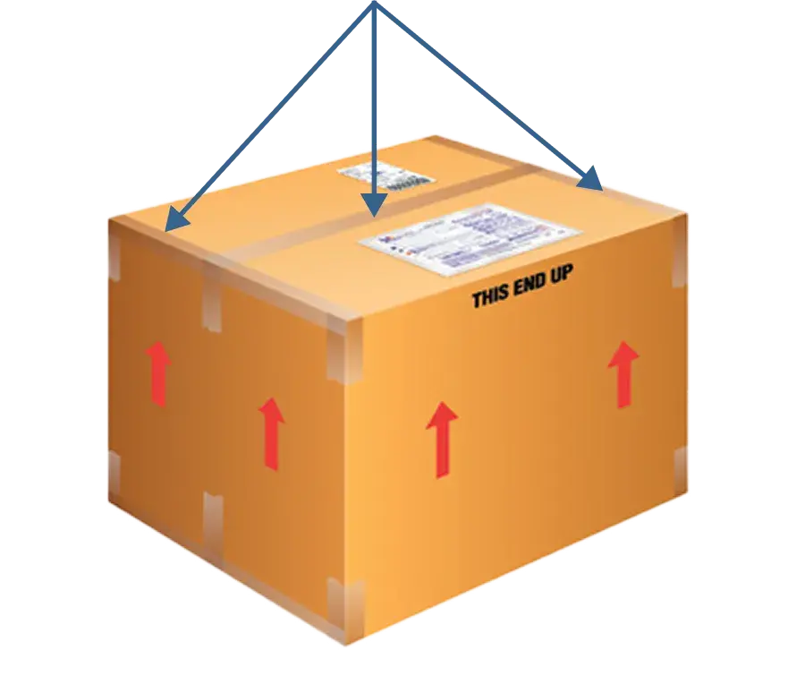 Box sealed with the H-taping method