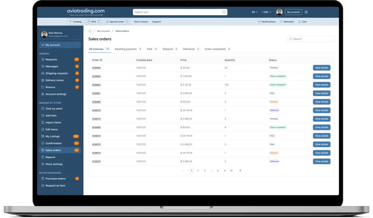 Seller dashboard preview on a laptop mockup